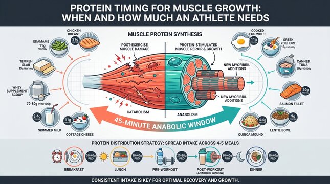 Protein Timing for Muscle Growth: When and How Much an Athlete Needs