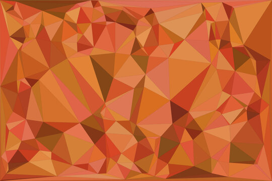 Terracotta and clay colored polygonal art background with warm autumn geometric triangles.