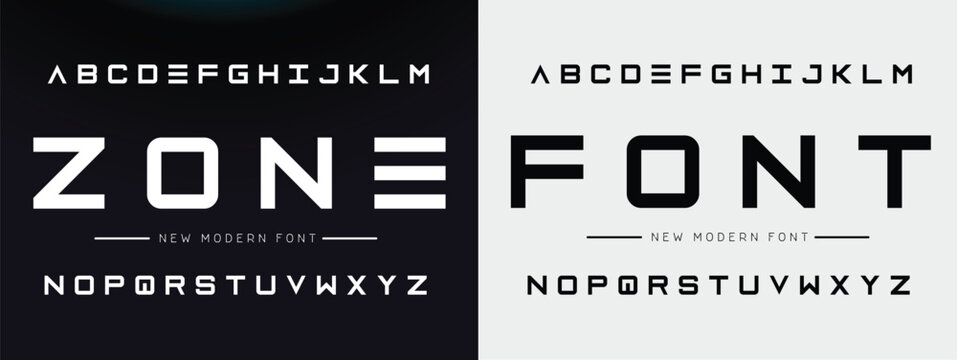 ZONE FONT Modern abstract digital alphabet font. Minimal technology typography, Creative urban sport fashion futuristic font and with numbers. vector illustration.