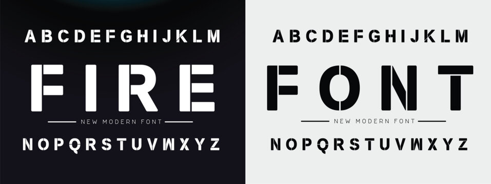 FIRE FONT Modern abstract digital alphabet font. Minimal technology typography, Creative urban sport fashion futuristic font and with numbers. vector illustration.
