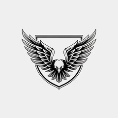 Fototapeta premium Black and white eagle logo design.