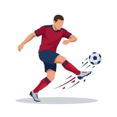 Fototapeta premium Red and Navy Blue Football Player Action Pose Vector Illustration