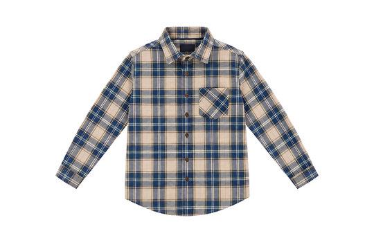Plaid button down shirt for men on white background