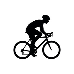 Naklejka premium Cyclist Riding Road Bike Silhouette Vector Illustration