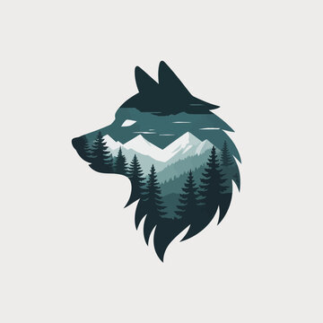 Wolf Silhouette Profile Illustration Design.