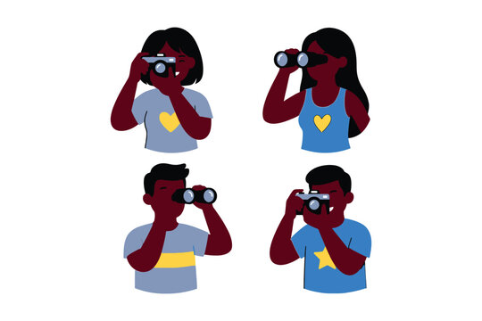 People looking through binoculars or cameras