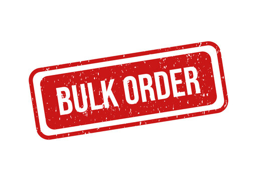 Red bulk order stamp with bold text on transparent background