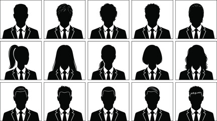 Professional Avatar Silhouette Collection with Corporate Profile Portrait Icons and Diverse Business Identity Concepts for Vector Design Projects © GeetaRani