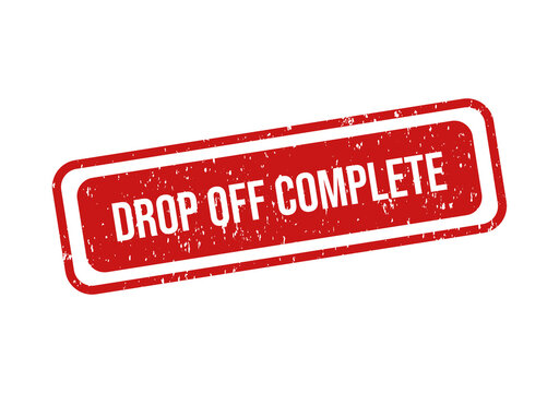 Red drop off complete stamp or badge