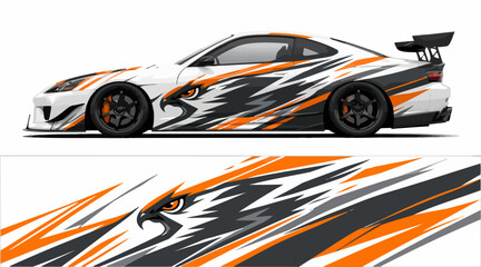Racing Car with Orange Black Decals. © IP STOCK