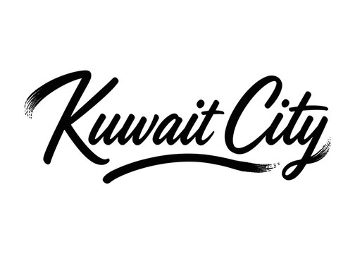 Kuwait City city name. Vector city name brush on a white background
