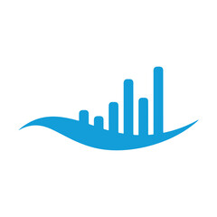Abstract vector illustration of a city skyline on a wave, modern and minimalist design © MotassimBillah