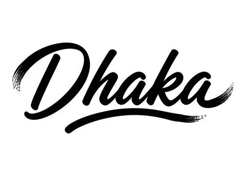 Dhaka city name. Vector city name brush on a white background