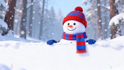 Obraz premium Snowman in winter forest