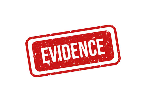 Red evidence stamp with bold white text