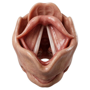Detailed Anatomical View of Human Larynx and Vocal Cords
