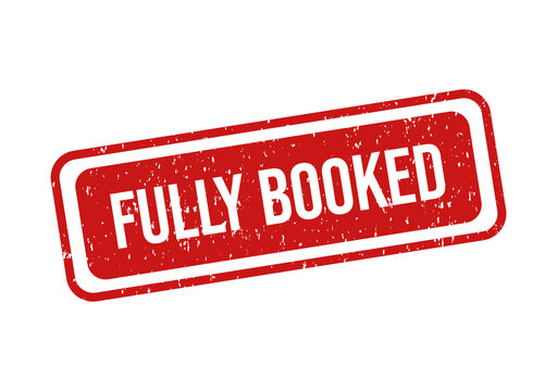 Red fully booked stamp or badge with bold white text