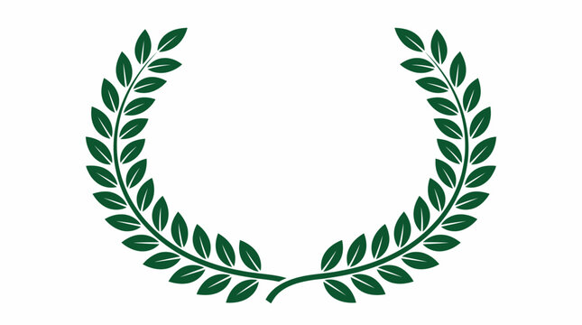 Green Laurel Wreath Award Symbol of Victory and Achievement with Detailed Leaf Design on White Background