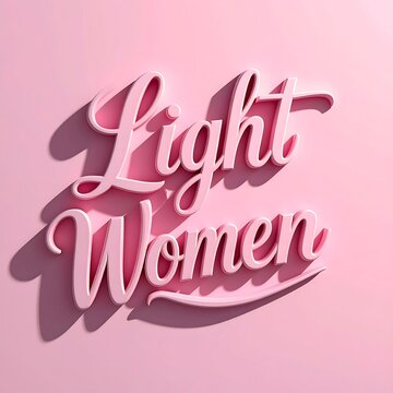 A pink background with raised, cursive text reading "Light Women