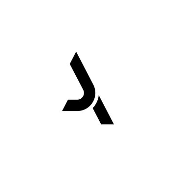 Minimalist letter JA monogram logo design in black and white.