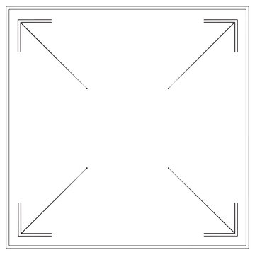 Dynamic diagonal corner arrows pointing outward with double line frame border for focus and attention vector design. Vector Illustration