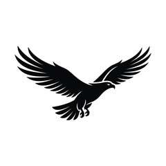 Fototapeta premium Flying Eagle Silhouette Majestic Hawk in Flight Vector Illustration