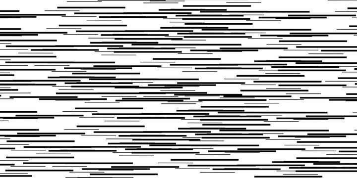 Random white noise seamless pattern. Line TV interference screen repeating texture. Black and white horizontal irregular lines backdrop. Glitch or failure video effect wallpaper. Vector VHS background
