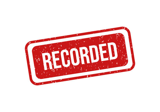 Red recorded stamp with bold text on transparent background