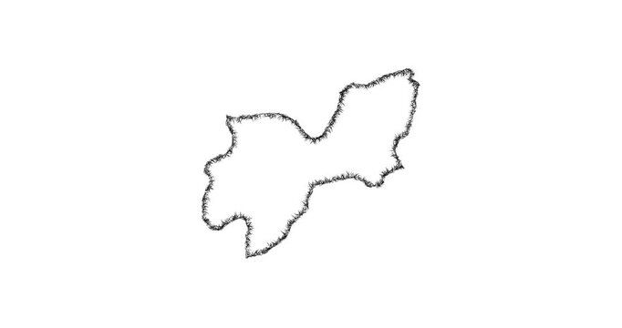 Sketch Tekirdag outline map animation - smooth progressive reveal