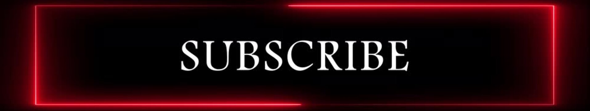Red Neon Subscribe Frame Ultrawide Animation on Black Background, Cinematic Digital Border Overlay, Futuristic Technology Call to Action Motion Graphics Loop in 4K