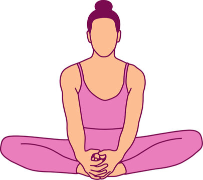Handdrawn Yoga Bound Angle Pose Baddha Konasana Illustration