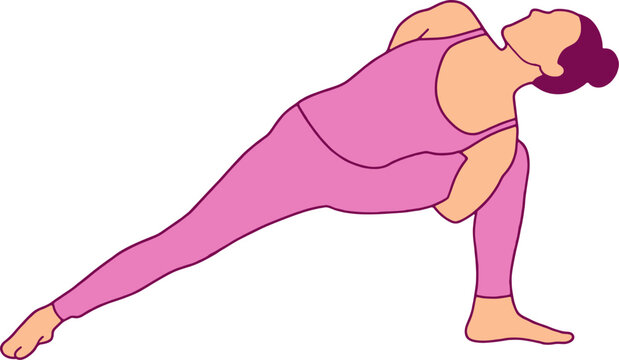 Hand Drawn Yoga Bound Side Angle Pose Baddha Parsvakonasana