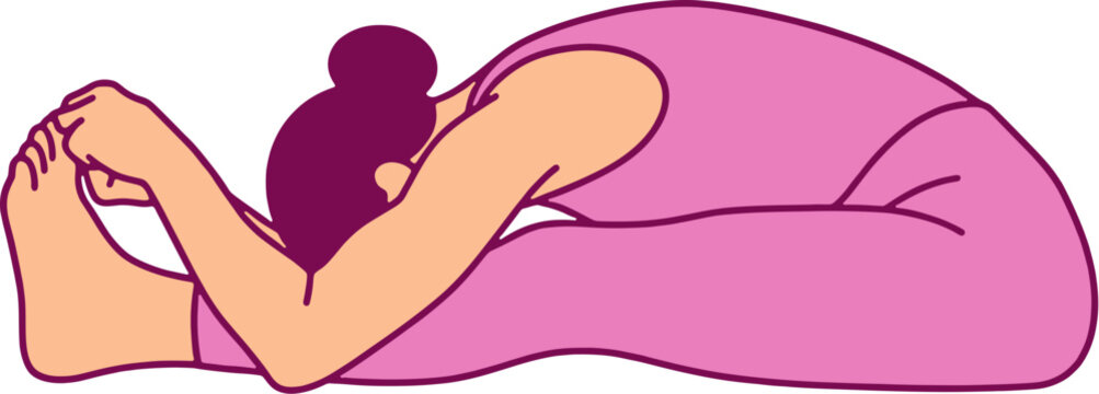 Hand Drawn Yoga Seated Forward Bend Pose Paschimottanasana