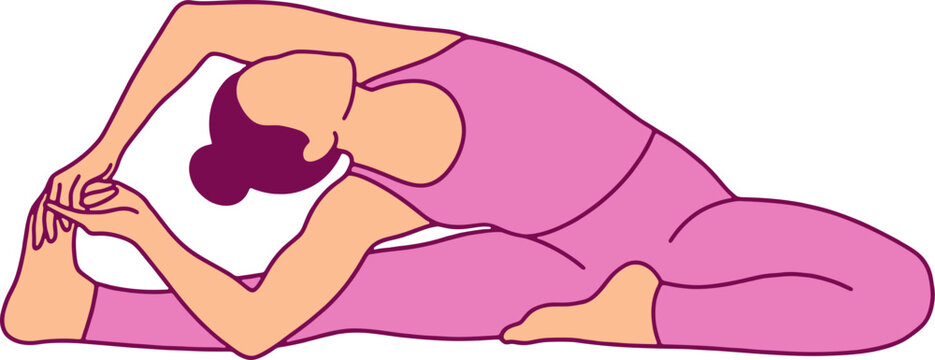 Hand Drawn Yoga Revolved Head To Knee Pose Parivrtta Janu Sirsasana