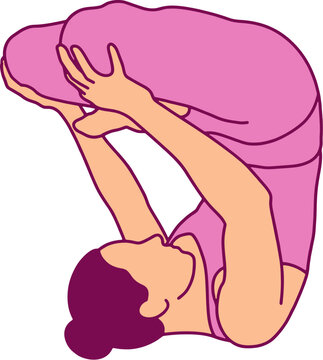 Hand Drawn Yoga Lotus Shoulderstand Pose Padma Sarvangasana