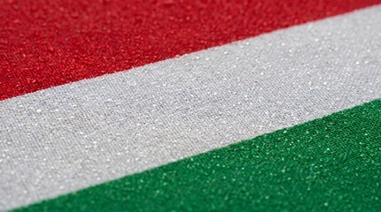 Fototapeta premium Hungarian flag colors with red white and green stripes closeup