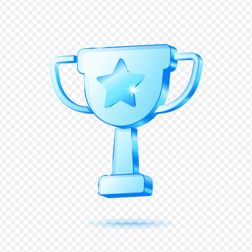 Trophy Winner Achievement, 3D Blue Glossy Award Icon