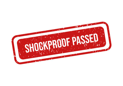Red rubber stamp with shockproof passed text