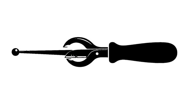 Minimal black silhouette icon, simple flat vector, bold black shape, no, no shading cigar cutter tool with a handle and a sharp blade for cutting cigars on a, flat icon style