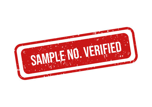 Red sample not verified stamp seal with distressed edges