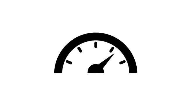 Minimal black silhouette icon, simple flat vector, bold black shape, no, no shading speedometer icon on a, flat icon style