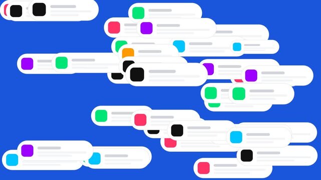 Mobile App Notification Pop Ups Accumulating on Blue Background for Information Overload and Digital Alert Concept