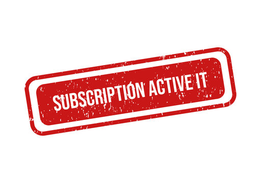 Red subscription active stamp or badge with text