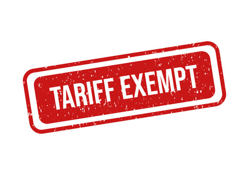 Red tariff exempt stamp with bold white text