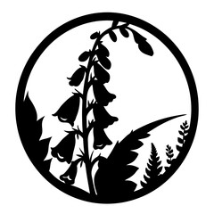 Digitalis Flower Silhouette, Woodland Flora Vector Art, Botanical Nature Icon, Garden Plant Emblem, Wildflower Silhouette Design © SUMON