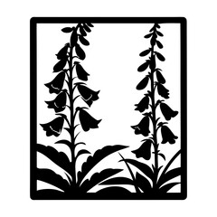 Digitalis Foxglove Silhouette, Botanical Illustration, Woodland Flower Vector Art, Nature Design Element, Garden Bloom Graphic © SUMON