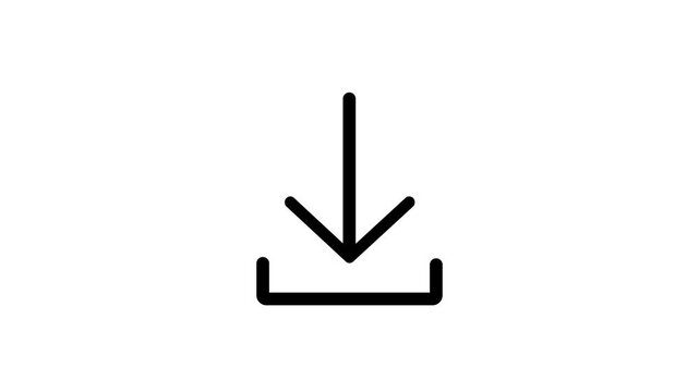 Download arrow icon animated on a white background.4k video animation