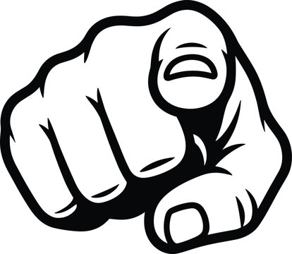 Black and white hand pointing directly at you vector illustration, retro comic style line art, we want you isolated iconBlack and white hand pointing directly at you vector illustration,