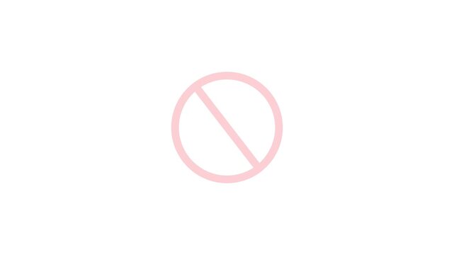 Red Prohibition Mark Stop No Entry Mark Sign 4k Motion Graphics Video Footage with Alpha Channel.4k video