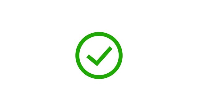 animated correct icon payment done black circle green check.4k video